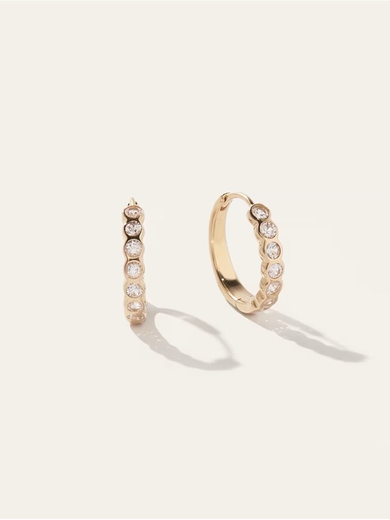 Quince Jewelry - Quince Gold Vermeil White Sapphire Bezel Hoops